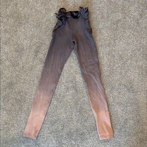 Gray and Brown Leggings with Gradient Design and Stretchy Fabric